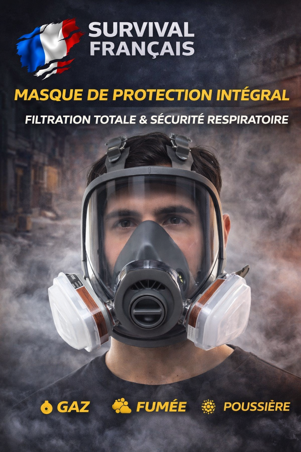 Masque de Protection Intégral – Filtration Totale & Sécurité Respiratoire