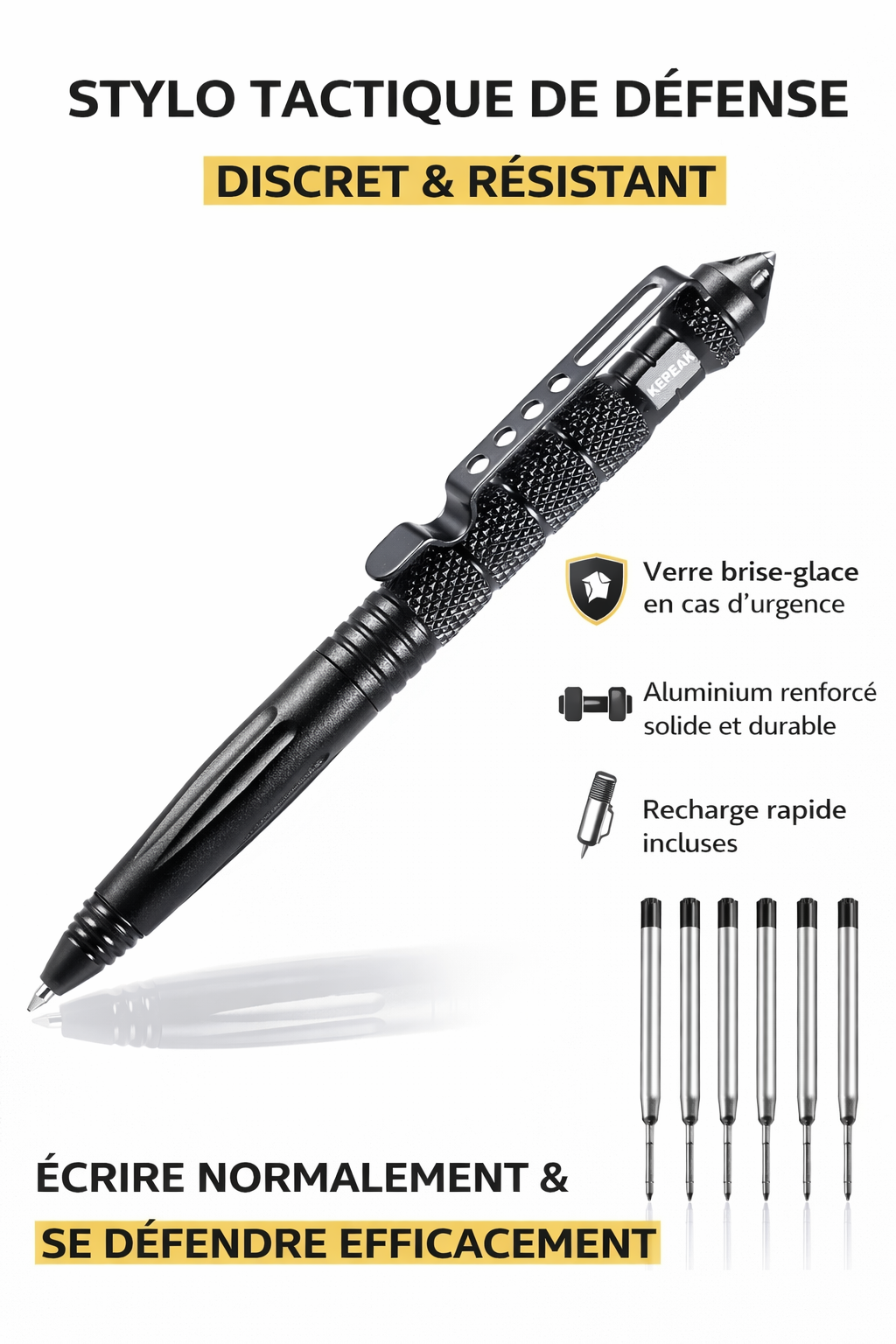 Stylo Tactique de Défense – Discret & Résistant