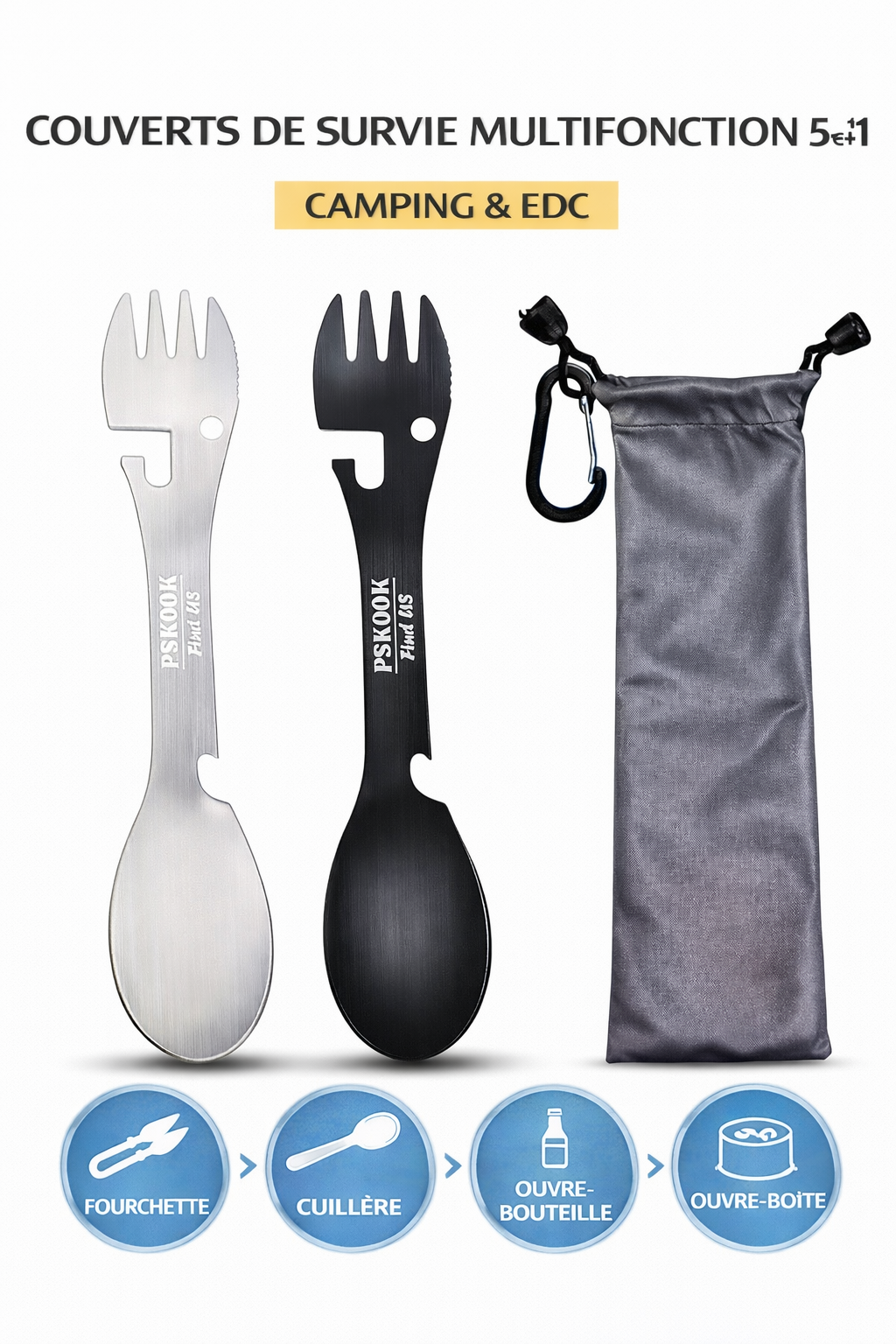 Couverts de Survie Multifonction 5-en-1