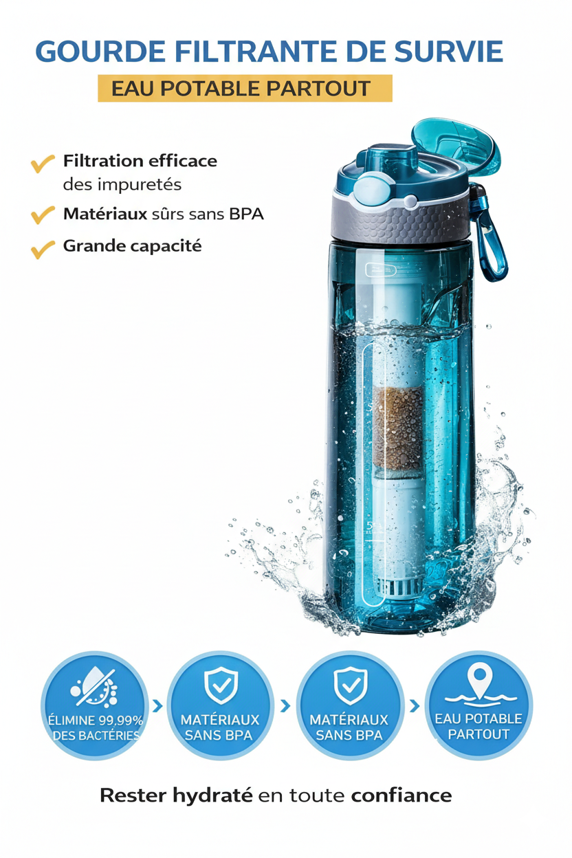 Gourde Filtrante de Survie – Eau Potable Partout