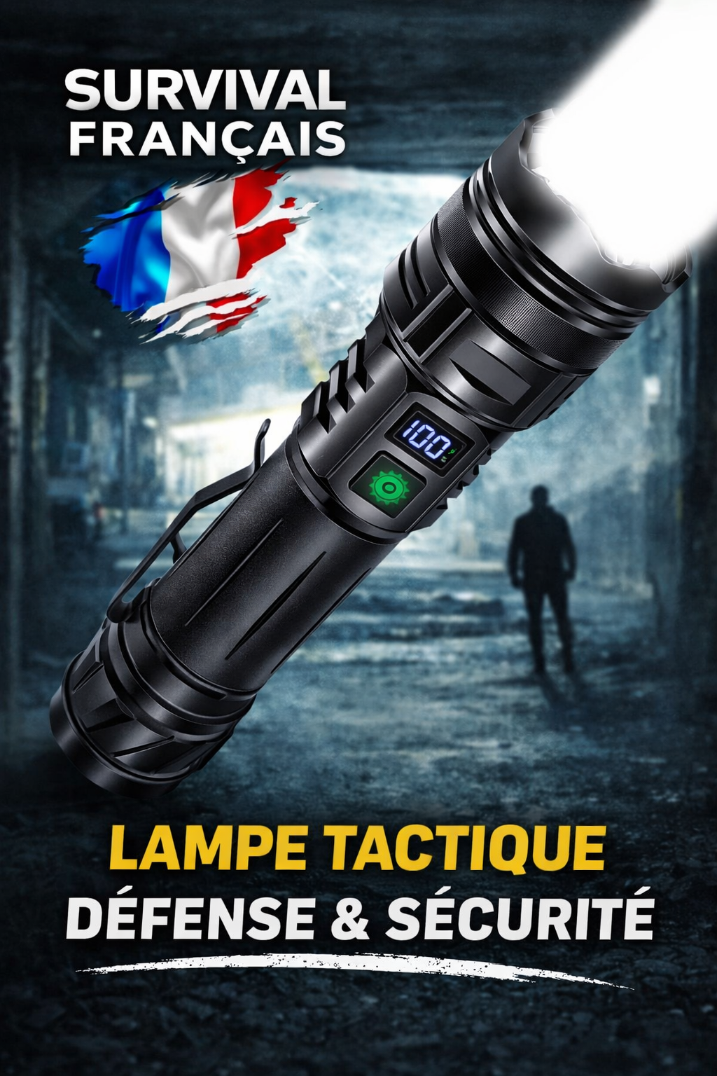 Lampe Torche Tactique Puissante avec Mode Stroboscopique